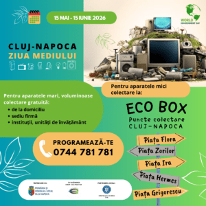 Colectare DEEE Cluj-Napoca – Ziua Mediului 2026, Predă aparatele electrice vechi gratuit, reciclare electrice vechi